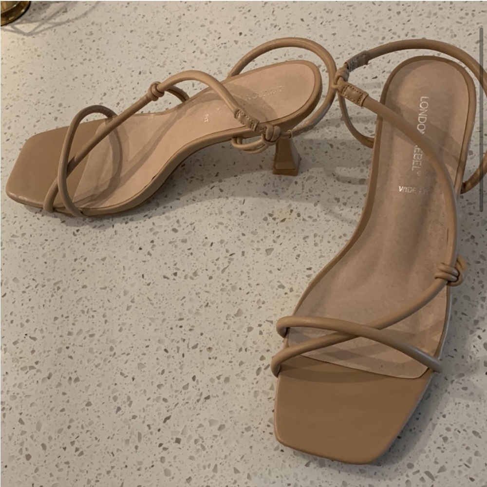 ASOS London Rebel Strappy Nude Heels | Size 9 Wide - Picture 2 of 4